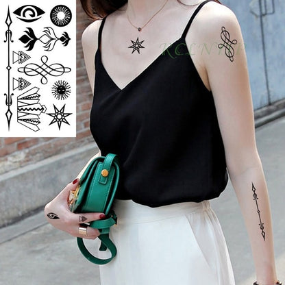 Waterproof Temporary Tattoo sticker on ear finger music note bird stars line streak henna tatto flash tatoo fake for women 24