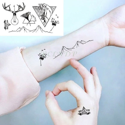 Waterproof Temporary Tattoo sticker on ear finger music note bird stars line streak henna tatto flash fake tatoo for women 24