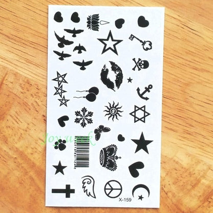 Waterproof Temporary Tattoo sticker on ear finger music note bird stars line streak henna tatto flash fake tatoo for women 24