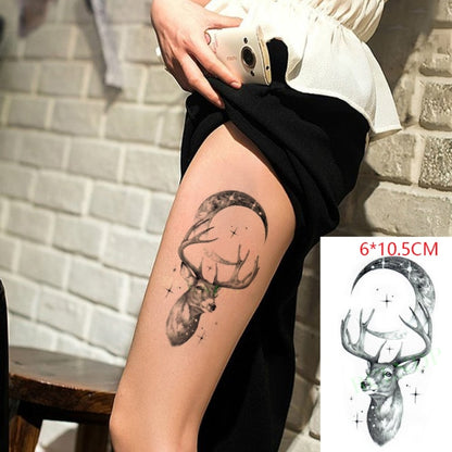 Waterproof Temporary Tattoo sticker on ear finger music note bird stars line streak henna tatto flash fake tatoo for women 24