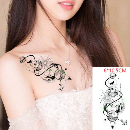 Waterproof Temporary Tattoo sticker on ear finger music note bird stars line streak henna tatto flash tatoo fake for women 24