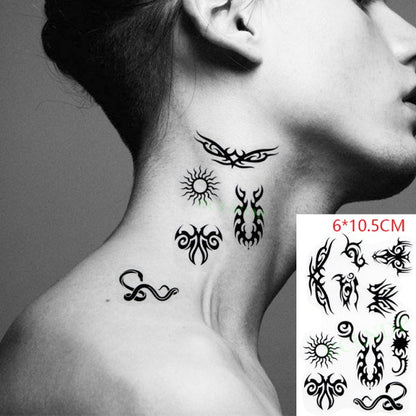 Waterproof Temporary Tattoo sticker on ear finger music note bird stars line streak henna tatto flash fake tatoo for women 24