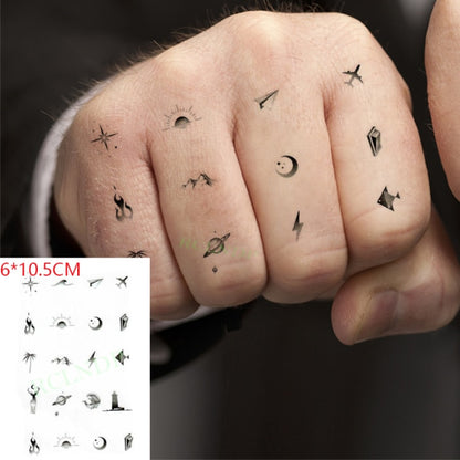 Waterproof Temporary Tattoo sticker on ear finger music note bird stars line streak henna tatto flash fake tatoo for women 24