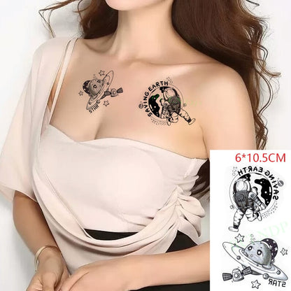 Waterproof Temporary Tattoo sticker on ear finger music note bird stars line streak henna tatto flash tatoo fake for women 24