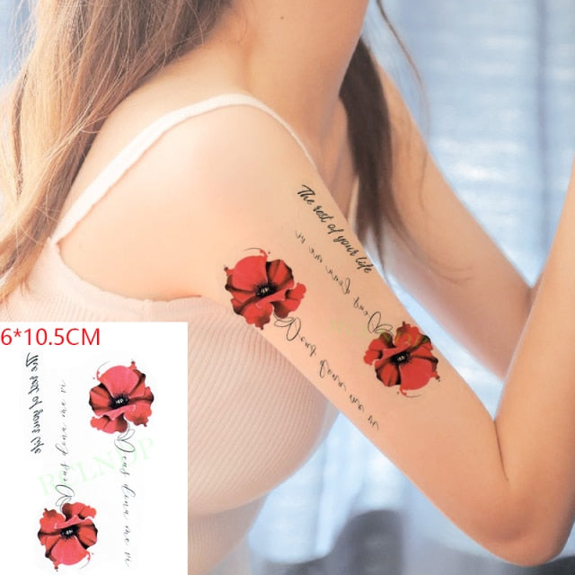 Waterproof Temporary Tattoo Sticker sexy baby's breath flower tatto birds gun feather Water Transfer fake flash tattoos