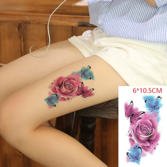 Waterproof Temporary Tattoo Sticker sexy baby's breath flower tatto birds gun feather Water Transfer fake flash tattoos