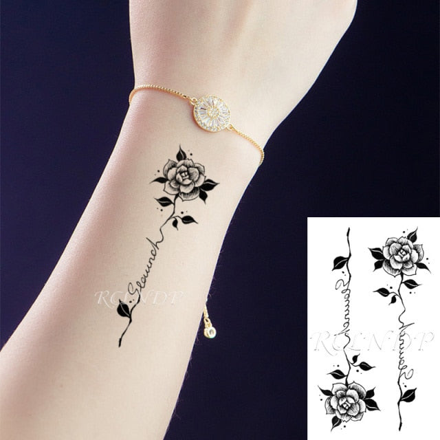 Waterproof Temporary Tattoo Sticker sexy baby's breath flower tatto birds gun feather Water Transfer fake flash tattoos