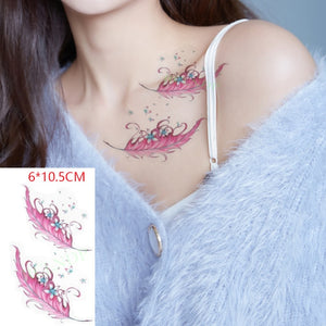 Waterproof Temporary Tattoo Sticker sexy baby's breath flower tatto birds gun feather Water Transfer fake flash tattoos