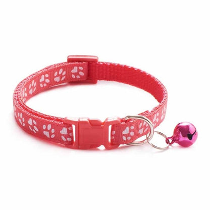 New Cute Cats Bell Collar For Cat Dog Necklace Cartoon Funny Footprint Collars Adjustable Nylon Neck Strap Leads Cat Accessories