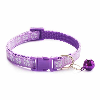 New Cute Cats Bell Collar For Cat Dog Necklace Cartoon Funny Footprint Collars Adjustable Nylon Neck Strap Leads Cat Accessories