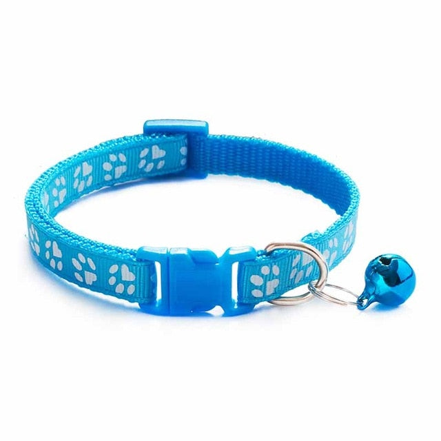 New Cute Cats Bell Collar For Cat Dog Necklace Cartoon Funny Footprint Collars Adjustable Nylon Neck Strap Leads Cat Accessories
