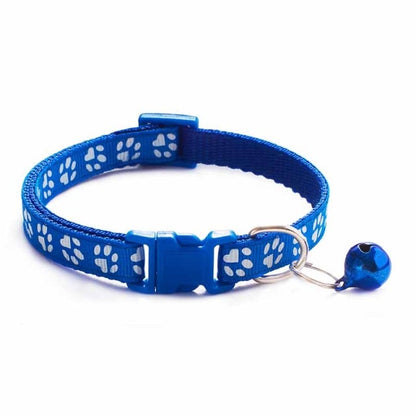 New Cute Cats Bell Collar For Cat Dog Necklace Cartoon Funny Footprint Collars Adjustable Nylon Neck Strap Leads Cat Accessories