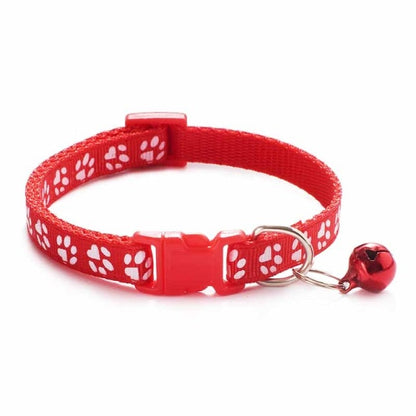 New Cute Cats Bell Collar For Cat Dog Necklace Cartoon Funny Footprint Collars Adjustable Nylon Neck Strap Leads Cat Accessories