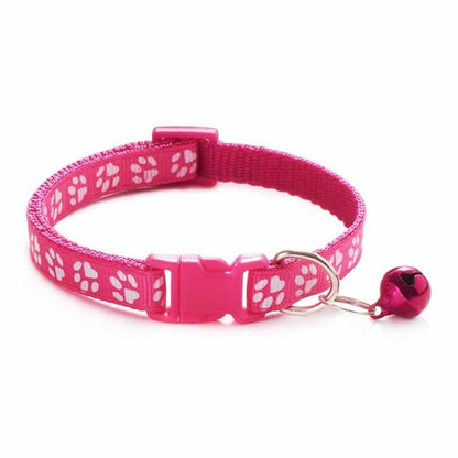 New Cute Cats Bell Collar For Cat Dog Necklace Cartoon Funny Footprint Collars Adjustable Nylon Neck Strap Leads Cat Accessories