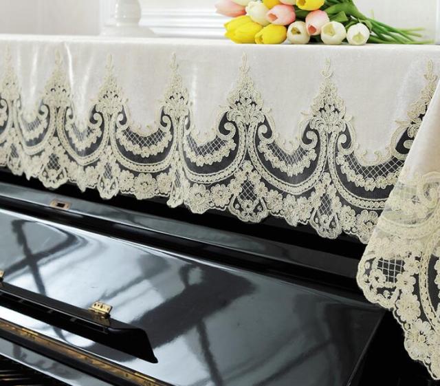 1pc 90x200cm Laced Velvet Piano Cover Nice Piano Cloth Dust Proof Cover Decoration Home Textile Family Wedding Gift