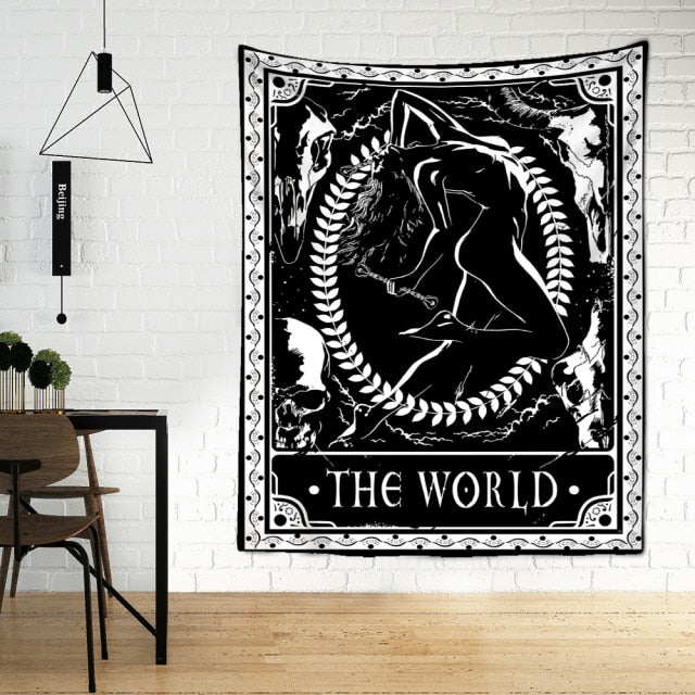 Tarot Tapestry Wall Hanging Witchcraft Divination Bed Sheet Beach Mat Bohemian Hippie TAPIZ Wall Home Decor