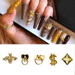 Bee Nails 3D Alloy Metal Nail Art Manicure Charms Gold Plated Salon Tips Rhinestones Decoration