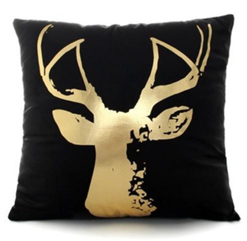 Black Golden Leaves Cushion Brozing Gold Foil Cushion Decorative Pillows Home Decor Throw Pillow Almofadas Decorativas Para Sofa