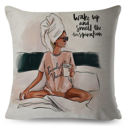 Fashion Cute Cartoon Super Mama Cushion Cover 45x45cm Decorative Mom and Baby Pillow Case for Sofa Home Super Daddy Pillowcase