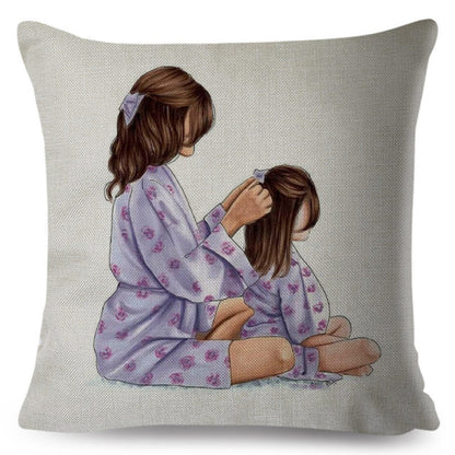 Fashion Cute Cartoon Super Mama Cushion Cover 45x45cm Decorative Mom and Baby Pillow Case for Sofa Home Super Daddy Pillowcase