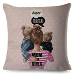 Fashion Cute Cartoon Super Mama Cushion Cover 45x45cm Decorative Mom and Baby Pillow Case for Sofa Home Super Daddy Pillowcase
