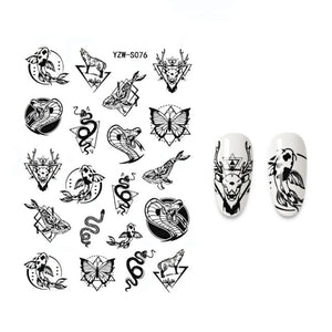 3D Nail Stickers Flower Graffiti Abstract Sexy Woman Face Design Adhesive Nail Art Decor Foil Slider Manicure Stickers For Nails