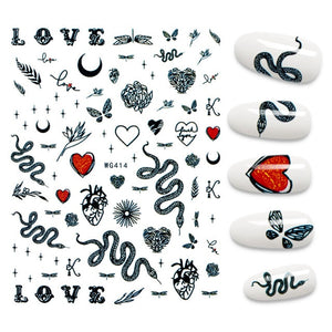 3D Nail Stickers Flower Graffiti Abstract Sexy Woman Face Design Adhesive Nail Art Decor Foil Slider Manicure Stickers For Nails