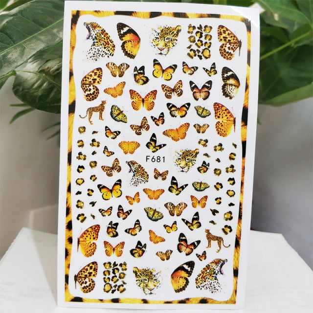 3D Nail Sticker Decals Fashion Butterfly Flowers Nail Art Decorations Stickers Sliders Manicure Accessories Nails Decoraciones