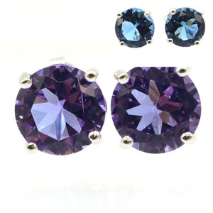 9x9mm Unique Infinity Stone Created Color Changing Spinel Zultanite Alexandrite Topaz Blue Topaz Silver Stud Earrings
