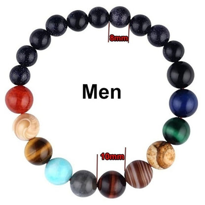 Lovers Eight Planets Natural Stone Bracelet Universe Yoga Chakra Galaxy Solar System Beads Bracelets for Men Women Jewelry