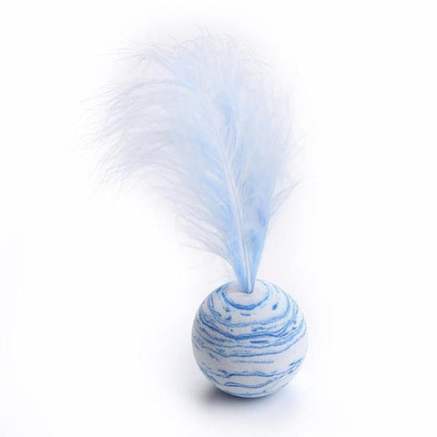 1pc Funny Cat Toy Star Ball Plus Feather EVA Material Light Foam Ball Throwing Toy Star Texture Ball Feather Toy For Dog Cat New