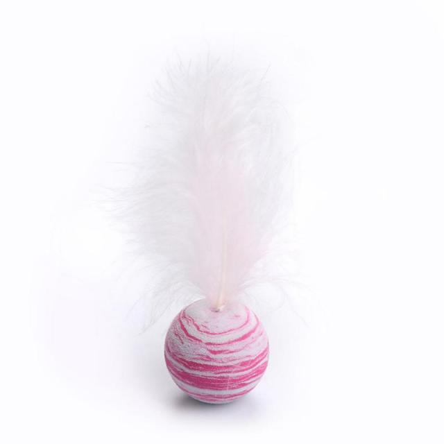 1pc Funny Cat Toy Star Ball Plus Feather EVA Material Light Foam Ball Throwing Toy Star Texture Ball Feather Toy For Dog Cat New