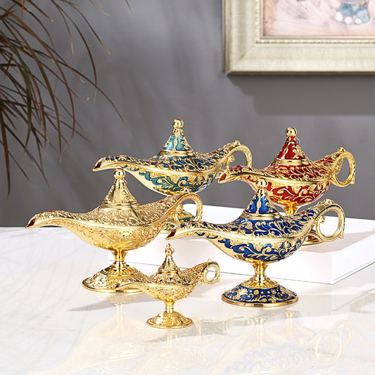 Aladdin Home Decor Incense Burners Antique Style Fairy Tale Magic Lamps Tea Pot Genie Lamp Vintage Retro Toys For Children Gifts