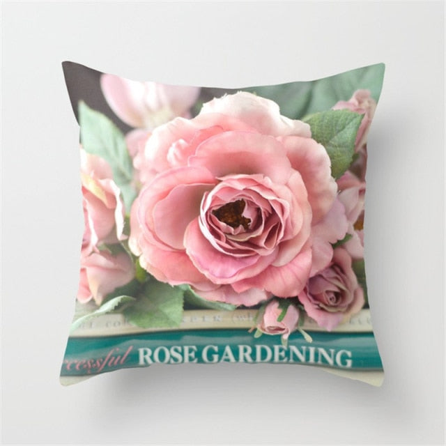 45*45cm Rose Flowers polyester Cushion Cover Nordic Style Wedding Decoration Throw Pillow For Home Sofa Bed Car Pillowcase 40827