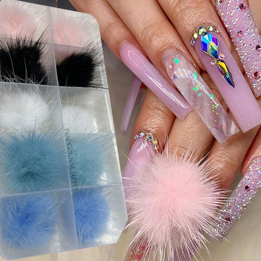 10pcs/lot Nail Art Pom Pom Magnetic Fur Balls 3D Nail Art Decorations Salon Manicure Supplies