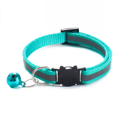 Cats Bells Collars Adjustable Nylon Kitten Safe Necklace Reflective Cat Collar Buckles For Cute Pets Cat Accessories Supplies