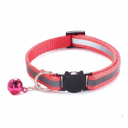 Cats Bells Collars Adjustable Nylon Kitten Safe Necklace Reflective Cat Collar Buckles For Cute Pets Cat Accessories Supplies