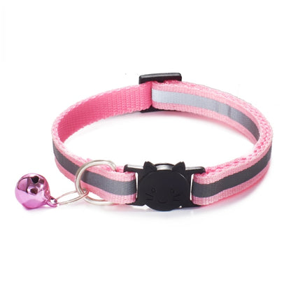 Cats Bells Collars Adjustable Nylon Kitten Safe Necklace Reflective Cat Collar Buckles For Cute Pets Cat Accessories Supplies