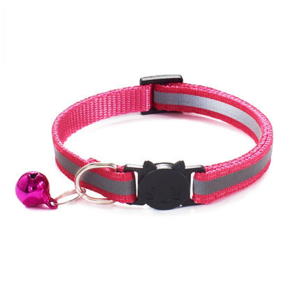 Cats Bells Collars Adjustable Nylon Kitten Safe Necklace Reflective Cat Collar Buckles For Cute Pets Cat Accessories Supplies