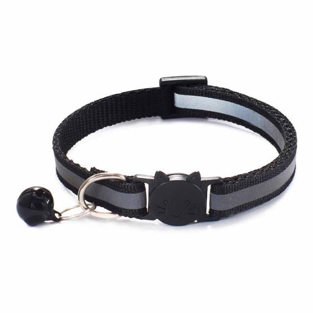 Cats Bells Collars Adjustable Nylon Kitten Safe Necklace Reflective Cat Collar Buckles For Cute Pets Cat Accessories Supplies