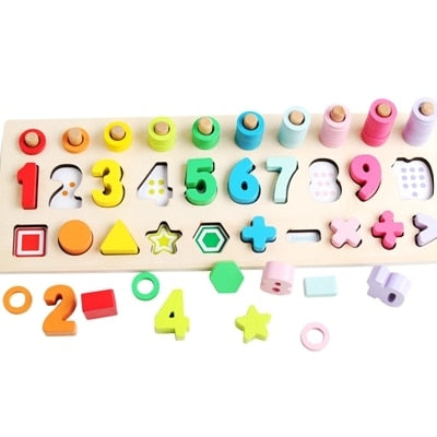 Montessori Toys Wooden Math Toys Educational Teaching Aids Busy Board Geometry Baby Digital Toy Set Preschool Children Toys