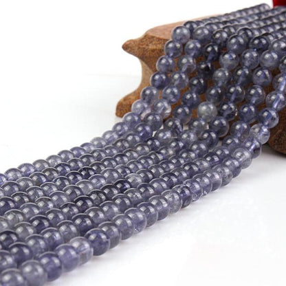 Natural Round Iolite Light Color Gemstone Loose Beads 6mm For Necklace Bracelet DIY Jewelry Making 15inch Strand