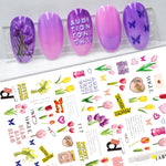 New Sunflower 3D Stickers for Nails Peel Off Nail Sticker Butterfly Decals Summer Nail Art Decorations Manicure Accessories