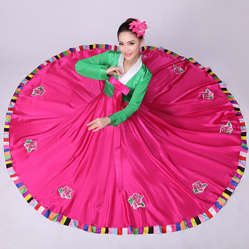 High Quality Multicolor Traditional Korean Hanbok Dress Female Korean Folk Stage Dance Costume Korea Traditional Costume Party