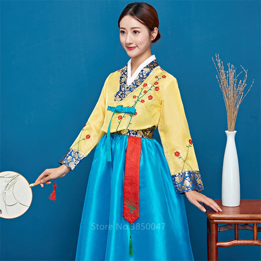Orthodox Hanbok Folk Women Traditional Costume Korean Dress Elegant Princess Palace Vintage Clothes Emboridery Wedding Party