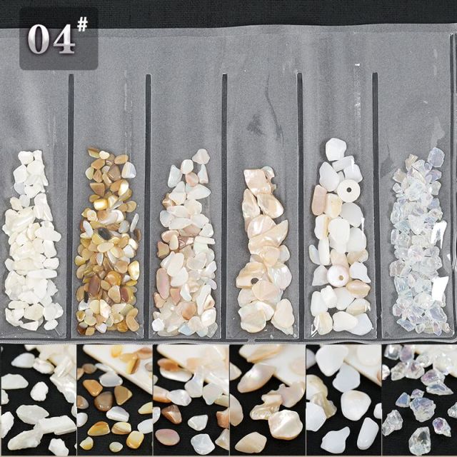 1Pack Mix 6 Beauty Color-changing Abalone Natural Sea Shell Fragments Texture Nail Art Flakes Decoration Slice DIY Manicure AB