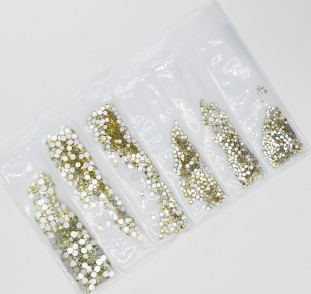 31 Colors SS3-SS10 Mix Sizes Crystal Glass Nails Art Rhinestones For 3D Nail Art Rhinestones Decoration Gems