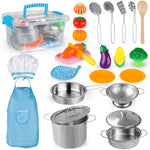 Coogam Kids Kitchen Pretend Play Toys Kitchen Accessories Set with Stainless Steel Pots and Pans Cooking Set for Aged 3 4 5 6Kid