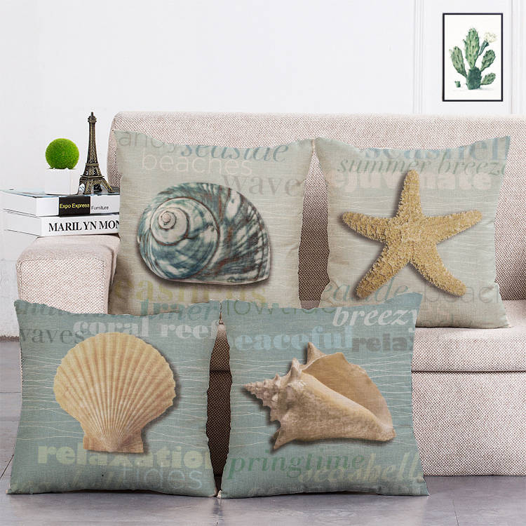 Ocean Sea Shell Ocean Pillowcase Blue Marine Cartoon Throw Pillow Home Linen Large Sofa Bedding Ocean Decoration T166