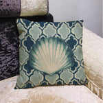 Marine Life Cotton Linen Shell  Pillowcase Blue Marine Cartoon Throw Pillow Home Linen Large Sofa Bedding Ocean Decoration T167